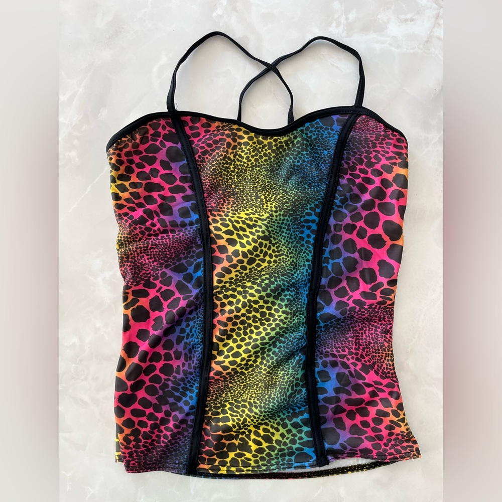 Balera Dancewear Mulitcoloured Animal Print Tank Top with Bralette